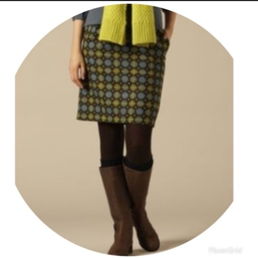 Boden Wool Pencil Skirt Green Brown 4